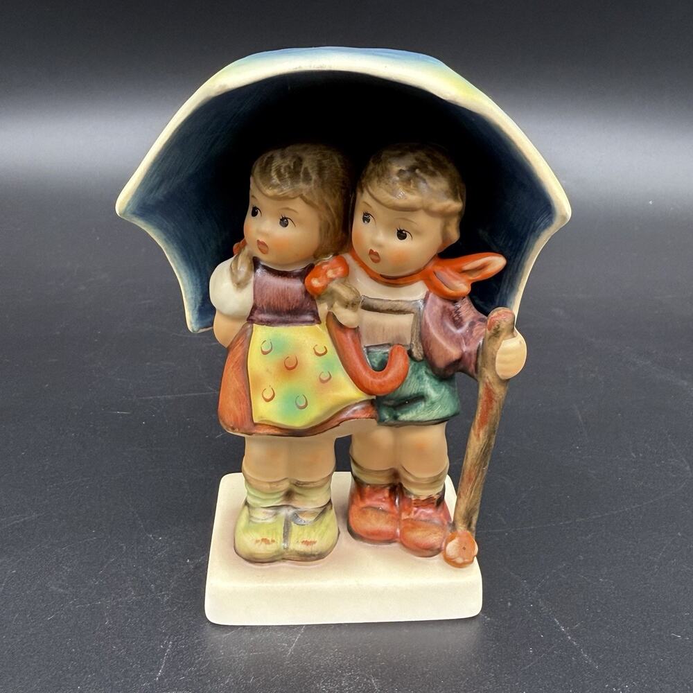 Vintage Hummel "STORMY WEATHER" #71- boy and girl under umbrella 6"